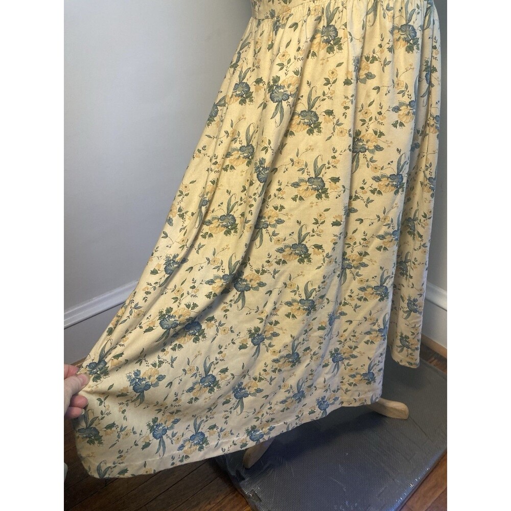 Antique Vintage 1930s / 40s Beige Printed Floral Cotton Dress Prairie Cottage - Picture 5 of 12